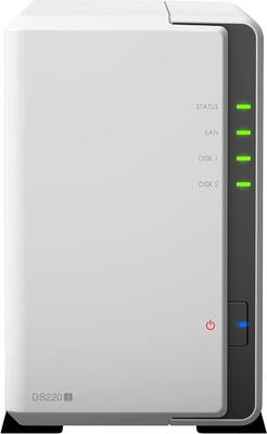Synology 2 Bay NAS DiskStation DS220j (Diskless), 2-Bay; 512 MB DDR4