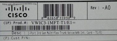 1 PORT T1/E1 MULTIFLEX TRUNK Cisco Router Module Individualisierte VWIC3-1MFT-T1E1-Schnittstellenkarte unterstützt Sprach- und Datenanwendungen auf der Cisco ISR 2 1900/2900/3900-Plattform