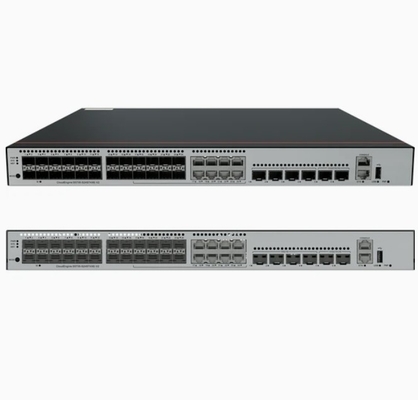 S5735-S24ST4XE-V2 24*GE SFP-Anschlüsse, von denen 8 doppelt genutzt werden können 10/100/1000 oder SFP 4*10GE SFP+-Anschlüsse 2*12GE Stack-Anschlüsse ohne Strommodul