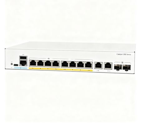 C1200-8FP-2G Rackmontierbare Ports 120W Leistungsbudget 2x Gigabit Kupfer/1000 SFP Combo Ports SNMP C1200-8FP-2G