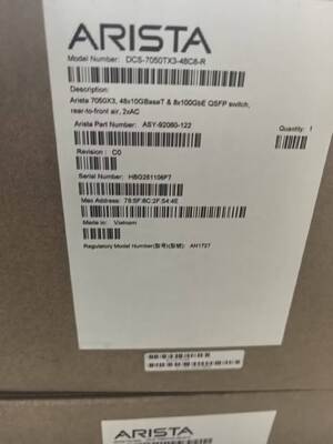 DCS-7050TX3-48C8-R, Arista 7050X3 Switch, 48x10GBaseT/8x100GbE QSFP/Luft von hinten nach vorne