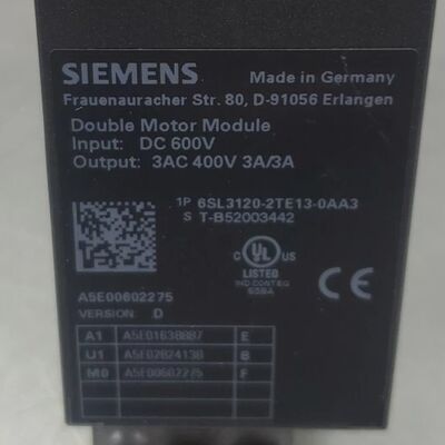 SINAMICS S120 Double Motor Module 6SL3120-2TE13-0AA3 (DC 600V Eingang, 3AC 400V 3A/3A Ausgang, Booksize D-Typ)